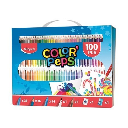 ESTUCHE PINTURA MAPED COLOR PEPS KIT 100 PIEZAS SURTIDAS