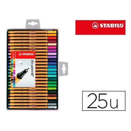 ROTULADOR STABILO PUNTA DE FIBRA POINT 88 ESTUCHE DE 25 COLORES SUR...
