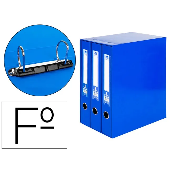 MODULO LIDERPAPEL 3 ARCHIVADORES FOLIO 2 ANILLAS MIXTAS 40MM AZUL