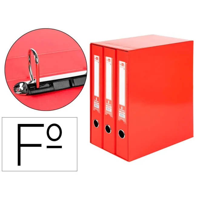 MODULO LIDERPAPEL 3 ARCHIVADORES FOLIO 2 ANILLAS MIXTAS 40MM ROJO