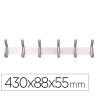 PERCHERO LIDERPAPEL PARED METALICO 6 COLGADORES COLOR PLATA MATE 43...