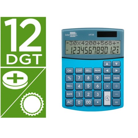 CALCULADORA LIDERPAPEL SOBREME SA XF28 12 DIGITOS DOS LINEAS COSTE ...