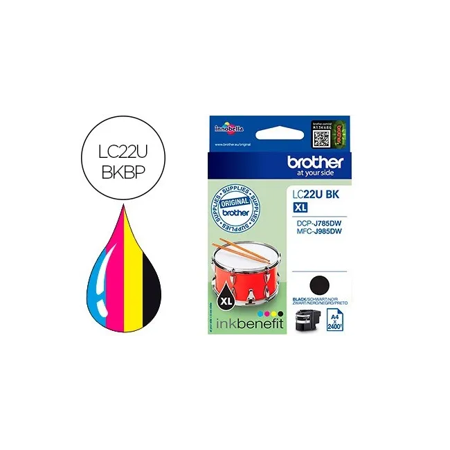 INK-JET BROTHER LC22UBK XL DCP-J785DW / DCP-J785DWXL / MFC-J985DW /...