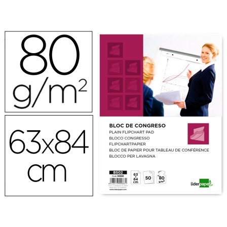 BLOC CONGRESO LIDERPAPEL LISO 63X84CM 50 HOJAS 80G/M2