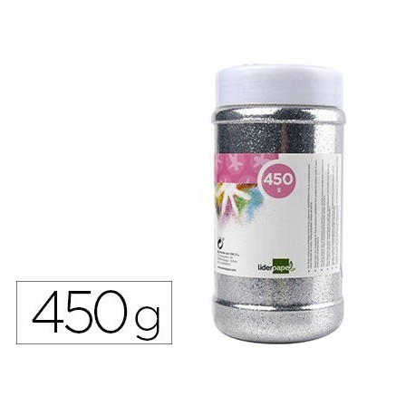 PURPURINA LIDERPAPEL FANTASIA COLOR PLATA METALIZADO BOTE DE 450 GR