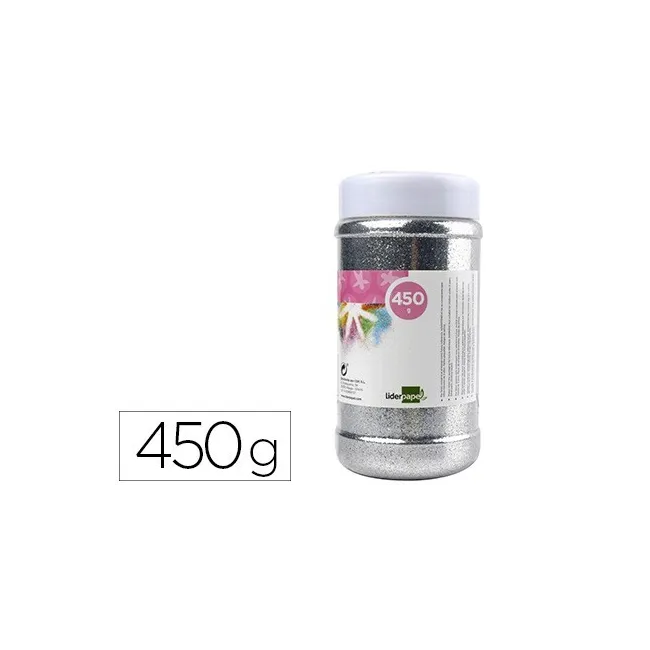PURPURINA LIDERPAPEL FANTASIA COLOR PLATA METALIZADO BOTE DE 450 GR