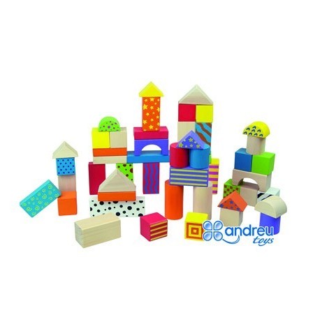 JUEGO AMBITOYS CONSTRUCCION BLOQUES MADERA 50 PIEZAS 18X18 CM