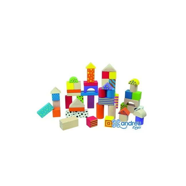 JUEGO AMBITOYS CONSTRUCCION BLOQUES MADERA 50 PIEZAS 18X18 CM