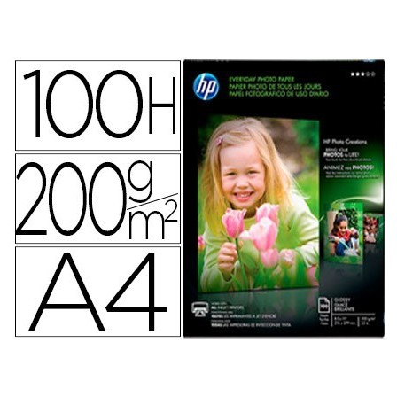 PAPEL HP PHOTO SEMI-GLOSSY 200G/M2 DIN A4 100H