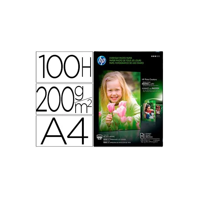 PAPEL HP PHOTO SEMI-GLOSSY 200G/M2 DIN A4 100H