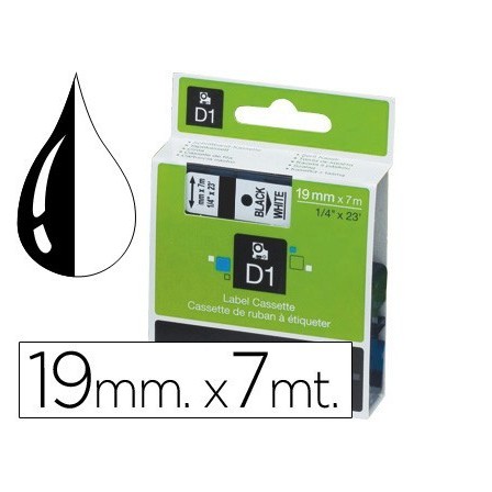 CINTA DYMO NEGRO-BLANCO 19MM X 7MT D1