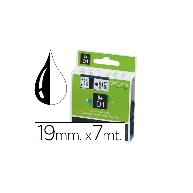 CINTA DYMO NEGRO-BLANCO 19MM X 7MT D1