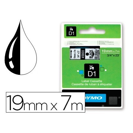 CINTA DYMO NEGRO TRANSPARENTE 19MM X 7 MT D1