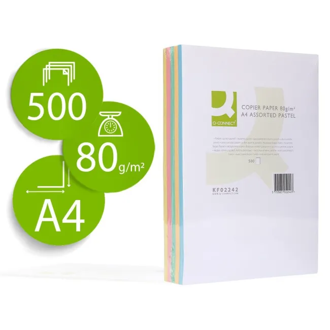 PAPEL COLOR Q-CONNECT DIN A4 80 GR 5 COLORES SURTIDOS PAQUETE DE 50...