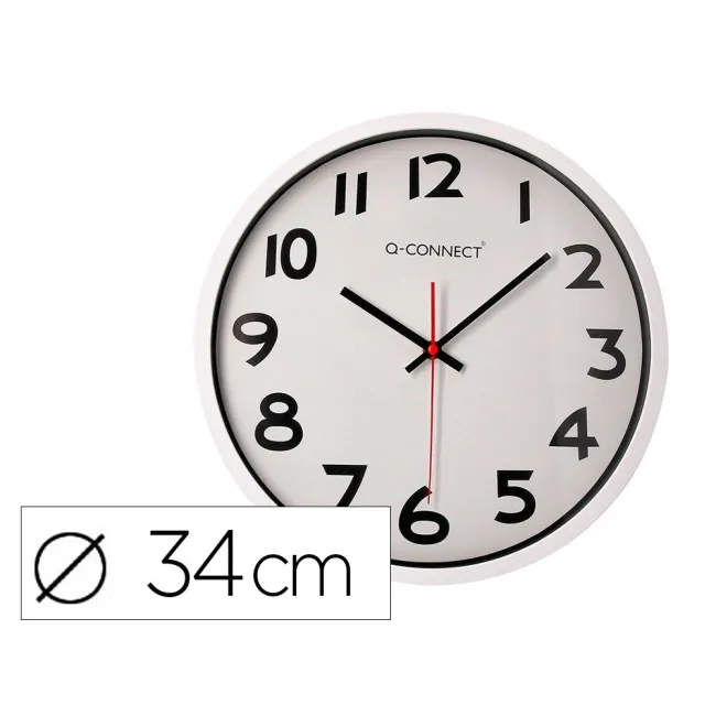 RELOJ Q-CONNECT DE PARED PLASTICO OFICINA REDONDO 35 CM MARCO CROMADO