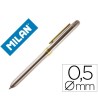 BOLIGRAFO MILAN MULTIFUNCION CROMADO ADORNOS DORADOS AZUL/ROJO/PORT...