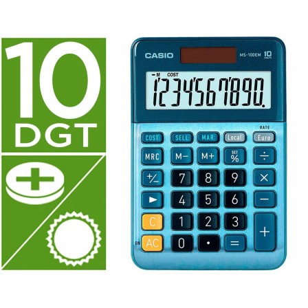 CALCULADORA CASIO MS-100EM SOBREMESA 10 DIGITOS TX +/- TECLA DOBLE ...