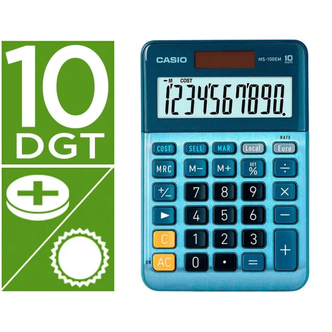 CALCULADORA CASIO MS-100EM SOBREMESA 10 DIGITOS TX +/- TECLA DOBLE ...
