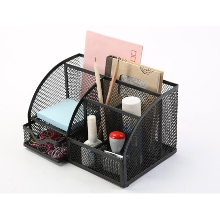 ORGANIZADOR SOBREMESA Q-CONNECT KF17295 METALICO CURVO REJILLA GRIS...