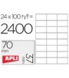 ETIQUETA ADHESIVA APLI 1273 TAMAÑO 70X37 MM FOTOCOPIADORA LASER INK...