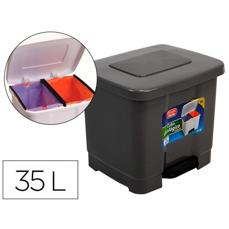 PAPELERA CONTENEDOR PLASTICFORTE PLASTICO CON PEDAL 2 COMPARTIMENTO...