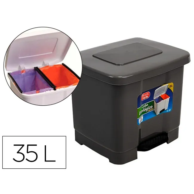 PAPELERA CONTENEDOR PLASTICFORTE PLASTICO CON PEDAL 2 COMPARTIMENTO...