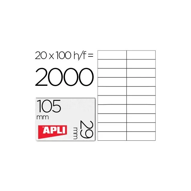 ETIQUETA ADHESIVA APLI 1299 TAMAÑO 105X29 MM PARA FOTOCOPIADORA LAS...