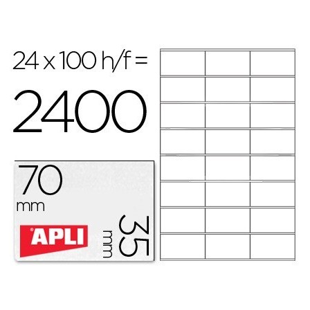 ETIQUETA ADHESIVA APLI 1272 TAMAÑO 70X35 MM FOTOCOPIAODRA LASER INK...