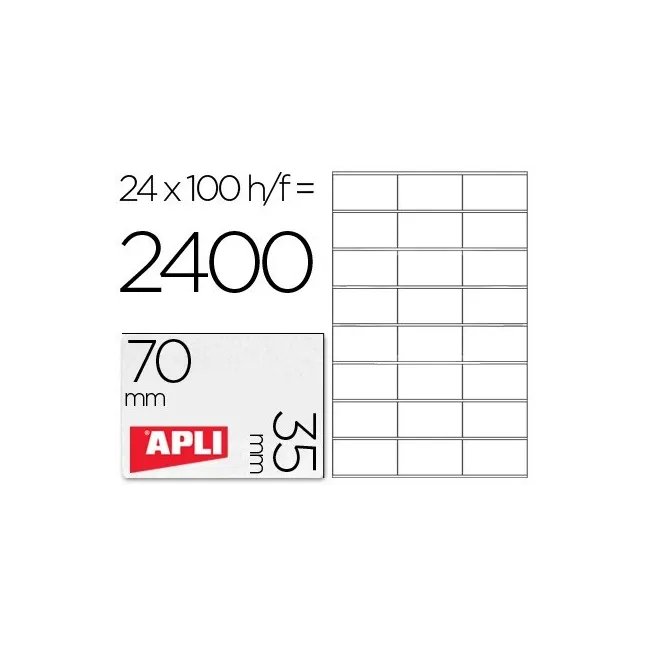 ETIQUETA ADHESIVA APLI 1272 TAMAÑO 70X35 MM FOTOCOPIAODRA LASER INK...