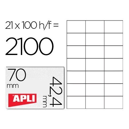 ETIQUETA ADHESIVA APLI 1276 TAMAÑO 70X42,4 MMMM PARA FOTOCOPIADORA ...