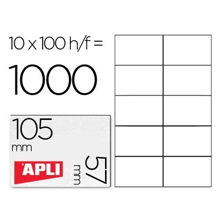 ETIQUETA ADHESIVA APLI 1278 TAMAÑO 105X57 MM PARA FOTOCOPIADORA LAS...