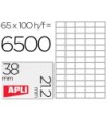 ETIQUETA ADHESIVA APLI 1283 TAMAÑO 38X21.2MM PARA FOTOCOPIADORA LAS...