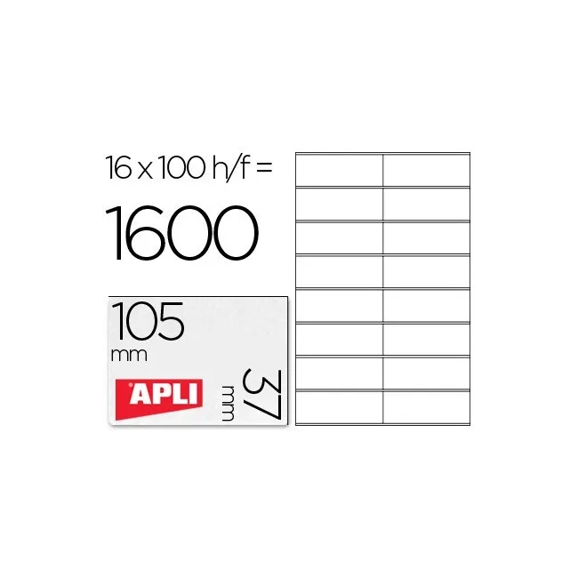 ETIQUETA ADHESIVA APLI 1274 TAMAÑO 105X37 MM FOTOCOPIADORA LASER IN...