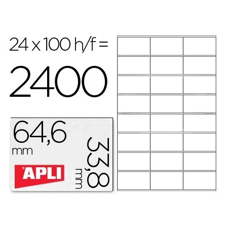 ETIQUETA ADHESIVA APLI 1263 TAMAÑO 64,6X33,8 MM FOTOCOPIADORA LASER...