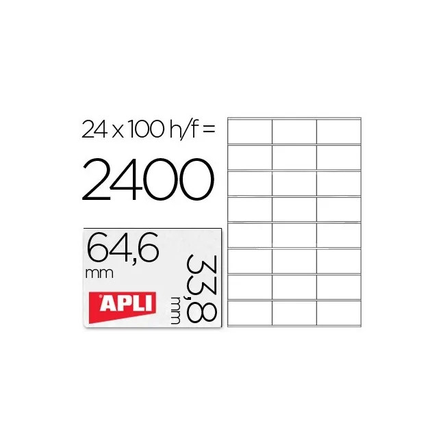 ETIQUETA ADHESIVA APLI 1263 TAMAÑO 64,6X33,8 MM FOTOCOPIADORA LASER...