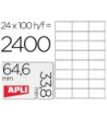 ETIQUETA ADHESIVA APLI 1263 TAMAÑO 64,6X33,8 MM FOTOCOPIADORA LASER...