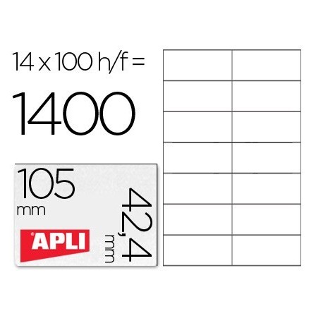 ETIQUETA ADHESIVA APLI 1277 TAMAÑO 105X42.4 MM -FOTOCOPIADORA -LASE...