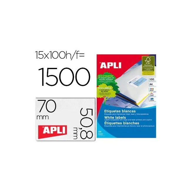 ETIQUETA ADHESIVA APLI 1295 TAMAÑO 70X50,8 MM FOTOCOPIADORA LASER I...