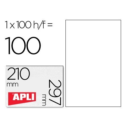 ETIQUETA ADHESIVA APLI 1281 TAMAÑO 210X297 MM FOTOCOPIADORA LASER I...