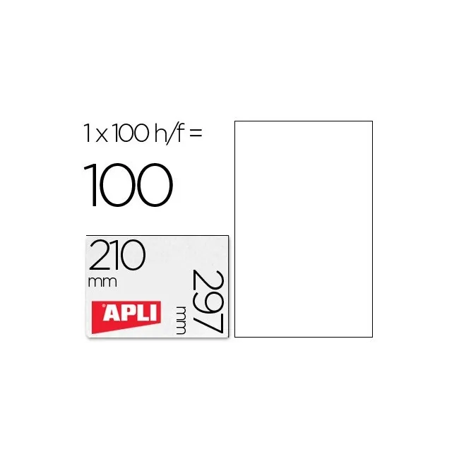 ETIQUETA ADHESIVA APLI 1281 TAMAÑO 210X297 MM FOTOCOPIADORA LASER I...
