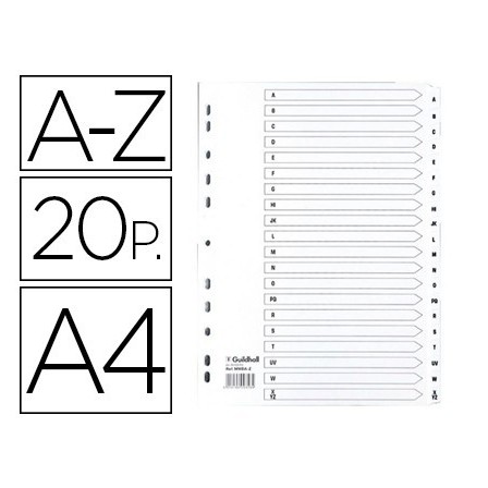 SEPARADOR EXACOMPTA CARTULINA BLANCA A-Z JUEGO DE 20 SEPARADORES DI...