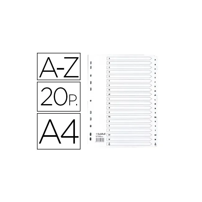 SEPARADOR EXACOMPTA CARTULINA BLANCA A-Z JUEGO DE 20 SEPARADORES DI...