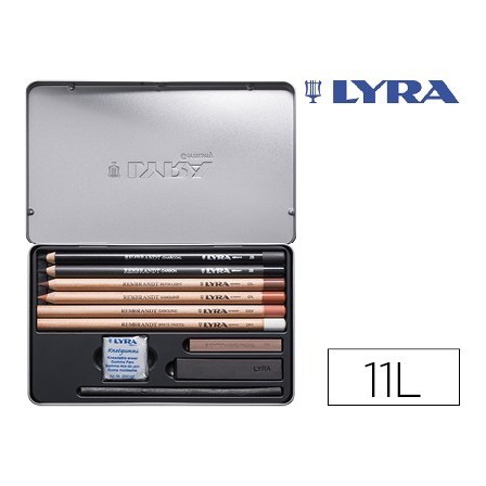 LAPICES LYRA REMBRANDT MONOCROMO CON ACCESORIOS PARA ESBOZOS CAJA M...