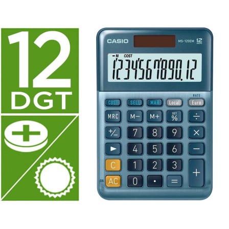 CALCULADORA CASIO MS-120EM SOBREMESA 12 DIGITOS TX +/- TECLA DOBLE ...
