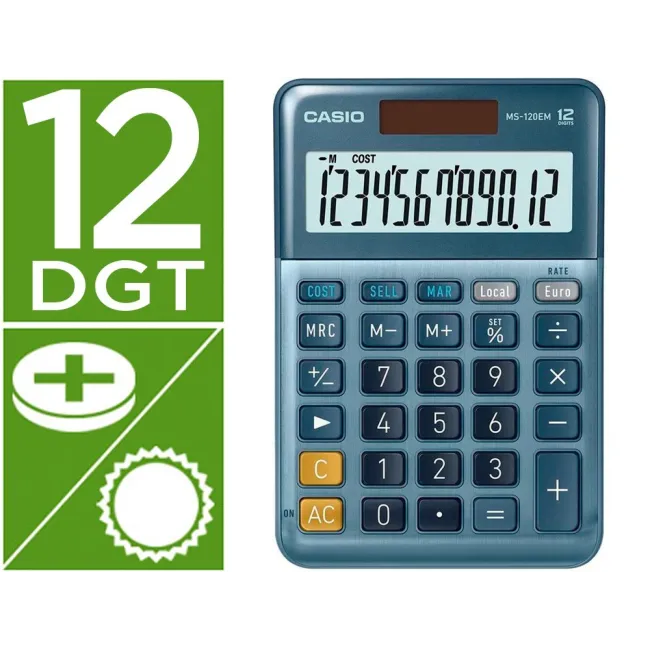 CALCULADORA CASIO MS-120EM SOBREMESA 12 DIGITOS TX +/- TECLA DOBLE ...