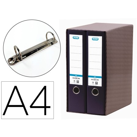 MODULO ELBA 2 ARCHIVADORES DE PALANCA DIN A4 CON RADO 2 ANILLAS NEG...