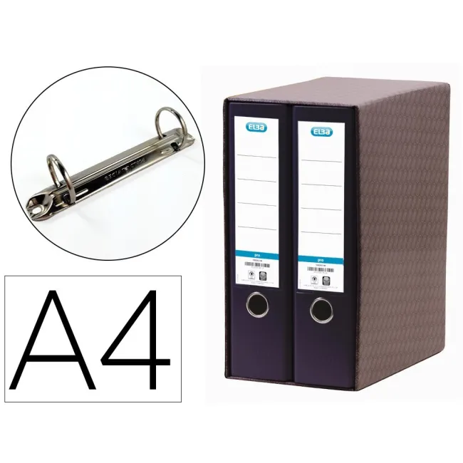 MODULO ELBA 2 ARCHIVADORES DE PALANCA DIN A4 CON RADO 2 ANILLAS NEG...