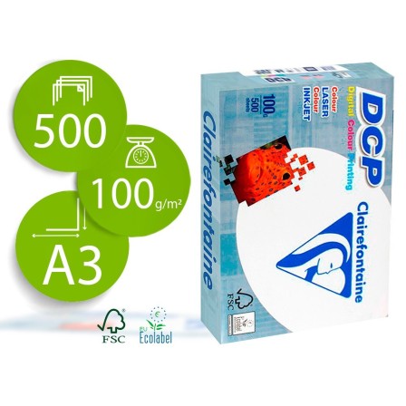 PAPEL FOTOCOPIADORA CLAIREFONTAINE DIN A3 100 GRAMOS PAQUETE DE 500...