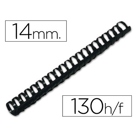 CANUTILLO Q-CONNECT REDONDO 14 MM PLASTICO NEGRO CAPACIDAD 130 HOJA...