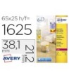 ETIQUETA ADHESIVA AVERY TAMAÑO 38,1X21,2 MM REMOVIBLE AMARILLO FLUO...